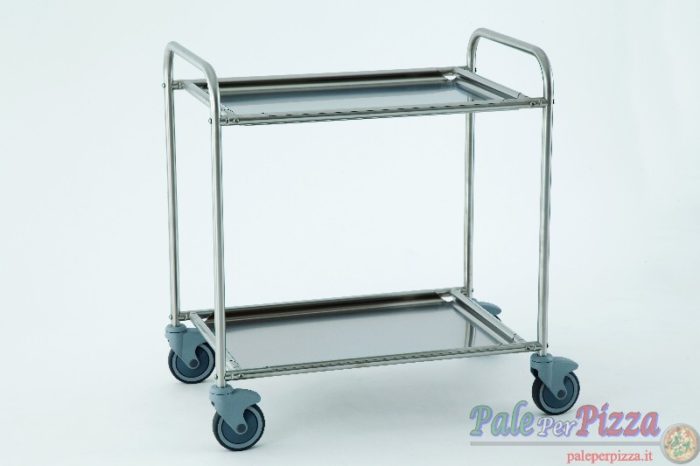 Carrello in acciao inox, 2 piani estraibili 103x58x93 cm