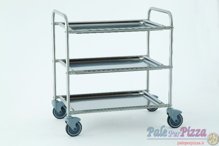 Carrello in acciao inox, 3 piani estraibili103x58x93 cm