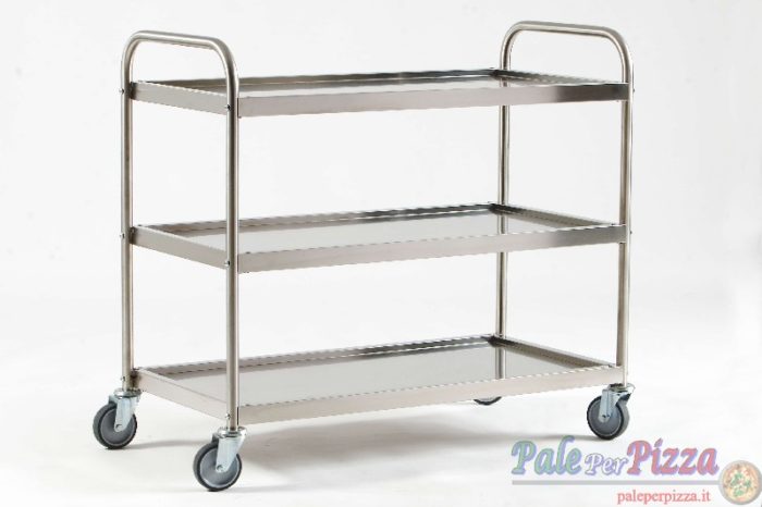 Carrello in acciaio inox, 3 piani non removibili 83x52x93 cm