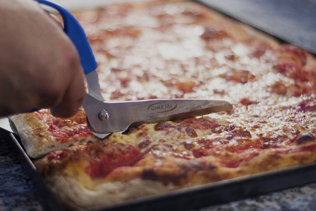 Forbici per taglio pizza professionali mod. AC-FR linea Azzurra Gi.metal,  in acciaio inox, lama